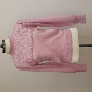 Classic Pink Lace Yoke Women's Sweater